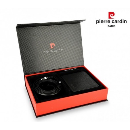 8806 LUKAS03 Coffret ceinture et portefeuille homme en véritable cuir 