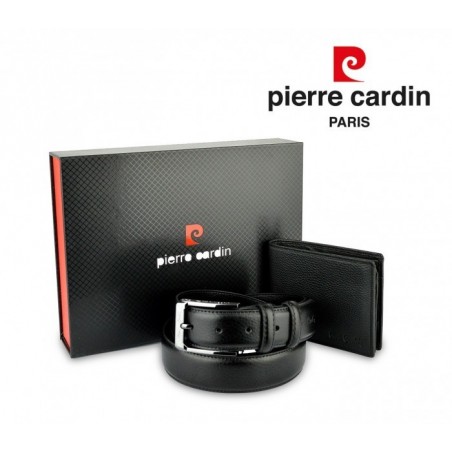 8806 LUKAS03 Coffret ceinture et portefeuille homme en véritable cuir 