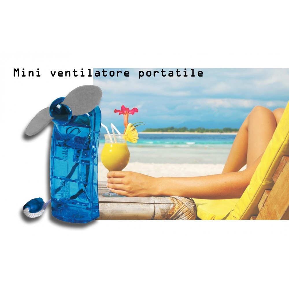 Mini ventilateur portable 2 pales pratique et de poche couleur bleu