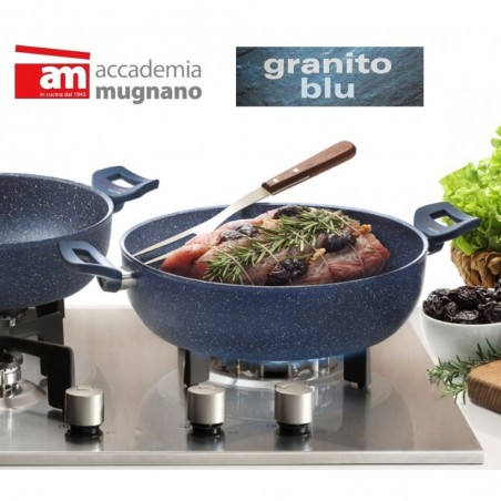 Casserole anti-adhésive avec deux poignées 26 cm Accademia Mugnano GRANITO BLU