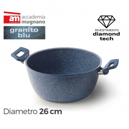 Casserole anti-adhésive avec deux poignées 26 cm Accademia Mugnano GRANITO BLU