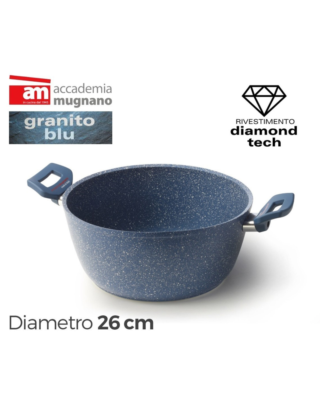 Casserole anti-adhésive avec deux poignées 26 cm Accademia Mugnano GRA