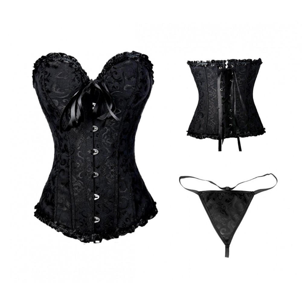 Ensemble de lingerie sexy pour femme corset et string en 3 couleurs