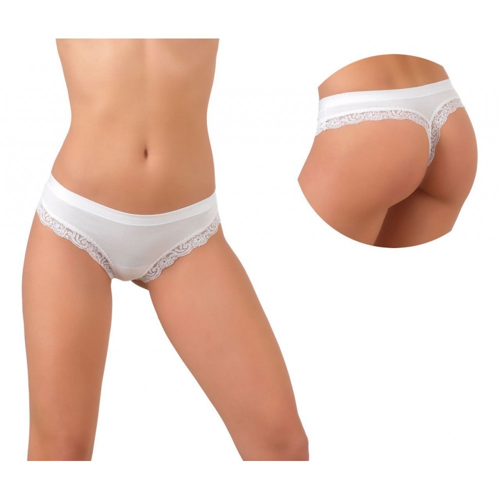 519 Pack de 2 culottes avec bordures en dentelle modèle JADEA en blanc ou noir