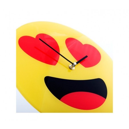 79/3232 Horloge murale en verre émoticône avec les yeux en coeurs 30 cm ø 79/3232 Horloge murale en verre émoticône avec les yeux en coeurs 30 cm ø