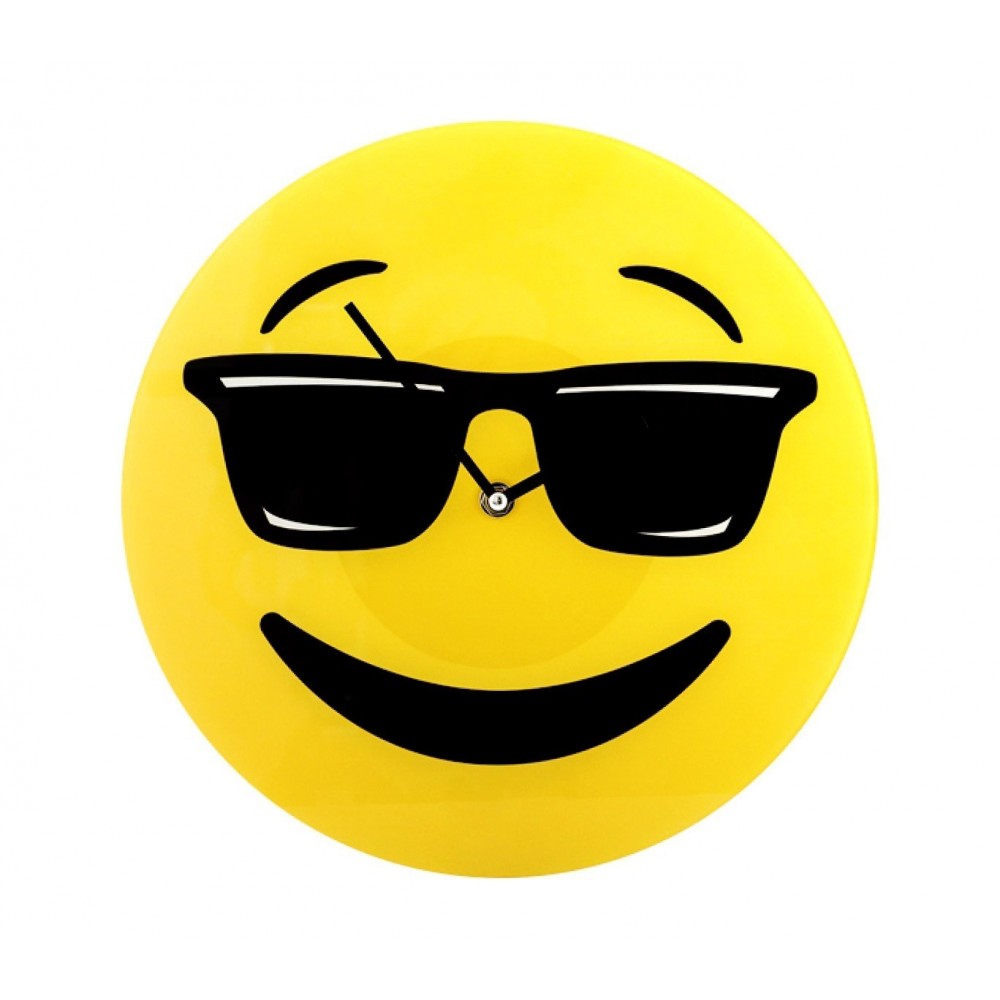 793231 Horloge murale en verre émoticône tête avec lunettes de soleil 793231 Horloge murale en verre émoticône tête avec lunettes de soleil