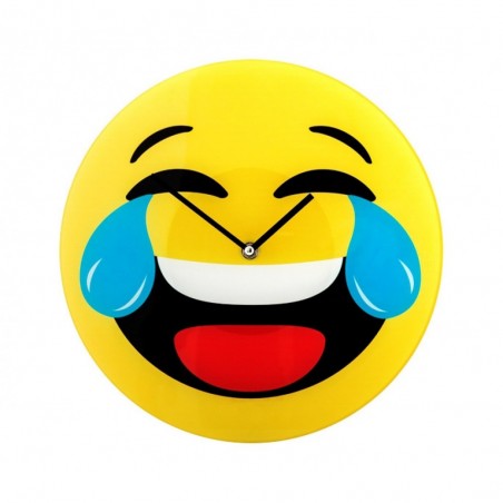 79/3230 Horloge murale en verre émoticône tête qui pleure de rire 30 cm ø