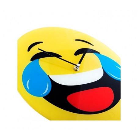 79/3230 Horloge murale en verre émoticône tête qui pleure de rire 30 cm ø