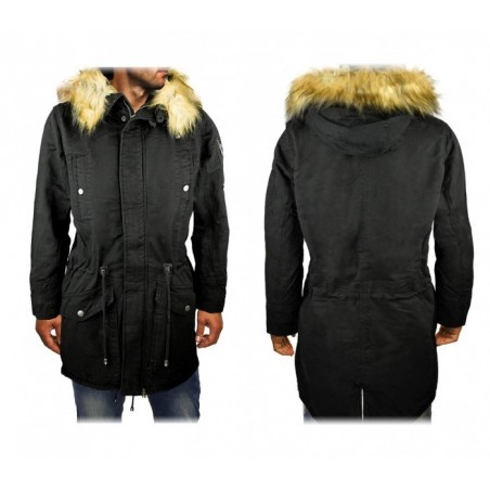 D-201 Parka à capuche pour homme modèle WINTER COOL avec fausse fourrure