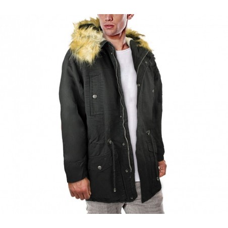 D-201 Parka à capuche pour homme modèle WINTER COOL avec fausse fourrure