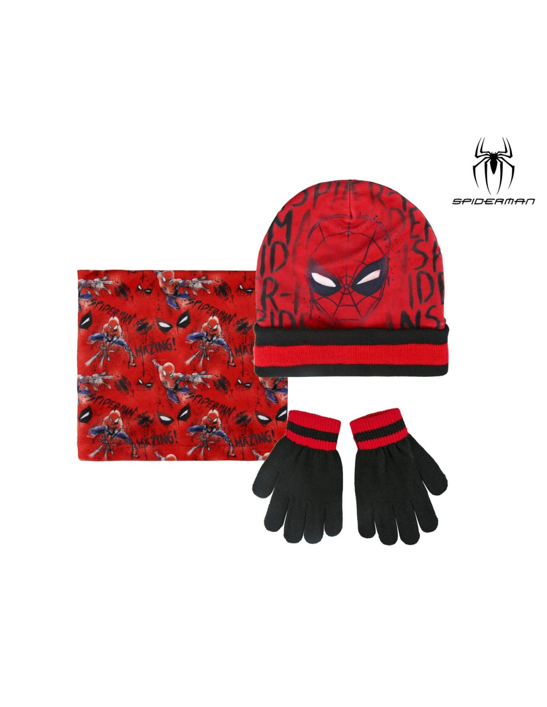 Pack d'hiver pour enfant : Écharpe + Gants + Bonnet Spiderman