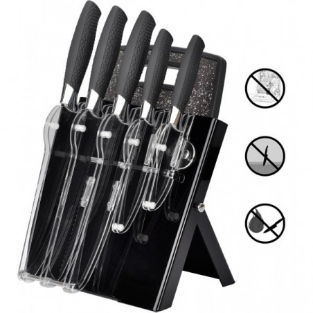 Set de 7 couteaux acier inoxydable RL-BLK7ST avec soutien acrylique et planche
