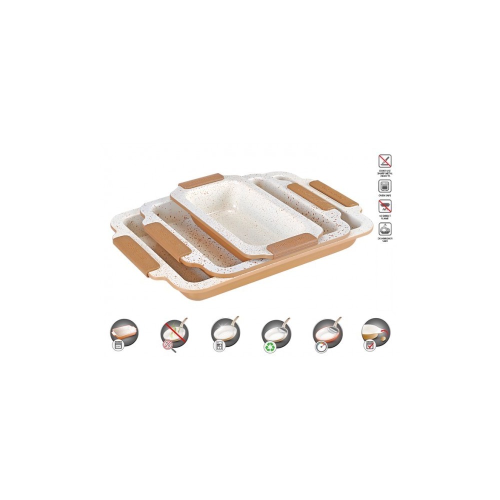 Pack de 3 moules / plats four - RL-MCC3A revêtement antiadhésif céramique