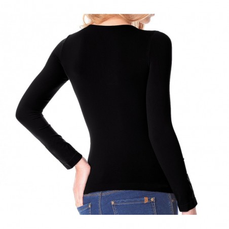 615256 T-Shirt Lisa manches longues et col V en nylon pour femme effet thermique 615256 T-Shirt Lisa manches longues et col V en nylon pour femme effet thermique