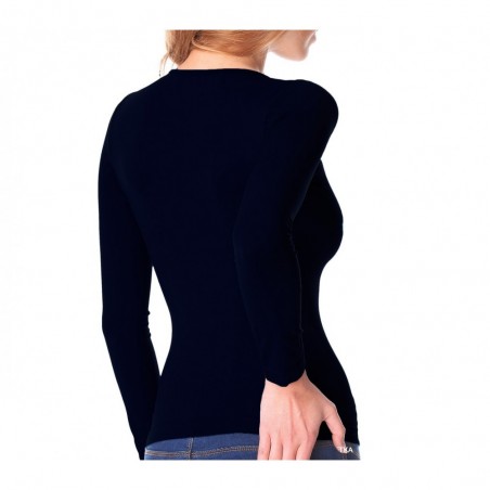 615256 T-Shirt Lisa manches longues et col V en nylon pour femme effet thermique 615256 T-Shirt Lisa manches longues et col V en nylon pour femme effet thermique