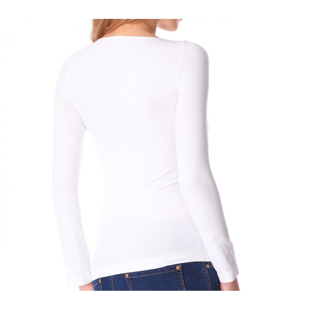 615201 T-Shirt Lisa manches longues col rond en nylon pour femme effet thermique