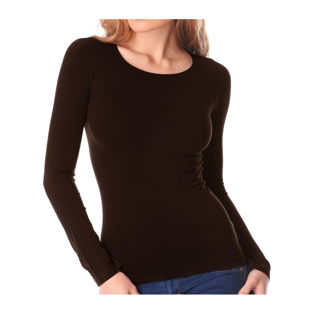 615201 T-Shirt Lisa manches longues col rond en nylon pour femme effet thermique