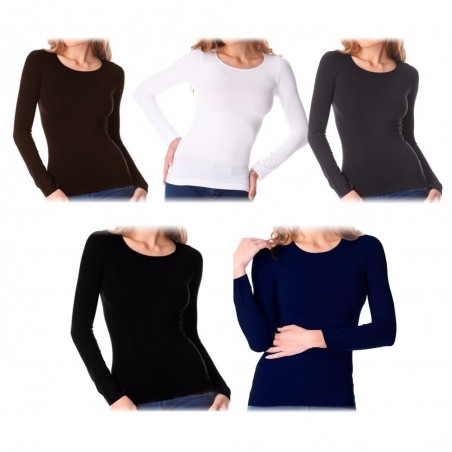 615201 T-Shirt Lisa manches longues col rond en nylon pour femme effet thermique 615201 T-Shirt Lisa manches longues col rond en nylon pour femme effet thermique