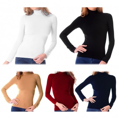 VKA21 Pack de 5 sous-pulls thermiques doublure polaire ass. Nadia col cheminée VKA21 Pack de 5 sous-pulls thermiques doublure polaire ass. Nadia col cheminée