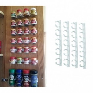 4369 Set de porte épices 4 étagères avec 5 clips rangement adhésif mural 2
