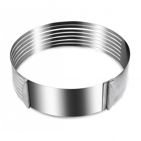 4361 Moule guide de coupe extensible pour gâteaux inox 7 fentes ø de 16 à 20 cm 4361 Moule guide de coupe extensible pour gâteaux inox 7 fentes ø de 16 à 20 cm