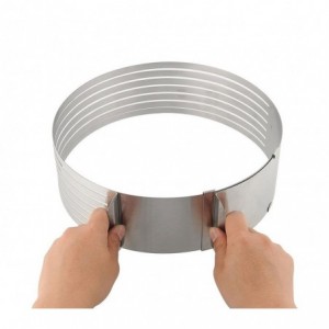 4361 Moule guide de coupe extensible pour gâteaux inox 7 fentes ø de 16 à 20 cm 2