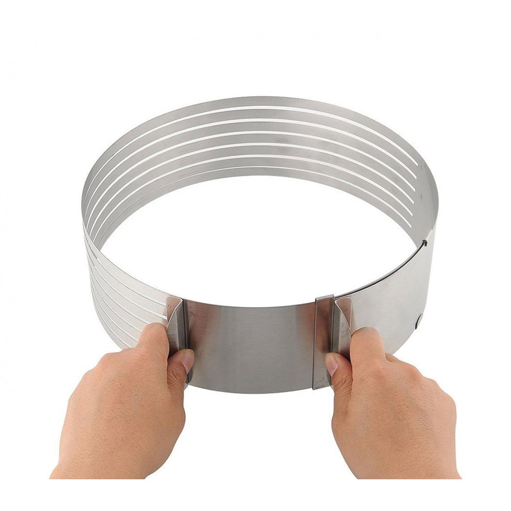 4361 Moule guide de coupe extensible pour gâteaux inox 7 fentes ø de 16 à 20 cm
