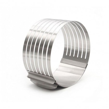 4361 Moule guide de coupe extensible pour gâteaux inox 7 fentes ø de 16 à 20 cm 4361 Moule guide de coupe extensible pour gâteaux inox 7 fentes ø de 16 à 20 cm