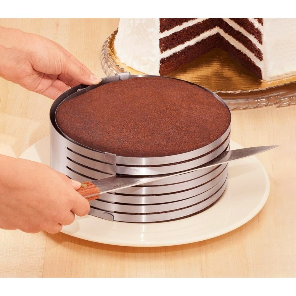 4361 Moule guide de coupe extensible pour gâteaux inox 7 fentes ø de 16 à 20 cm