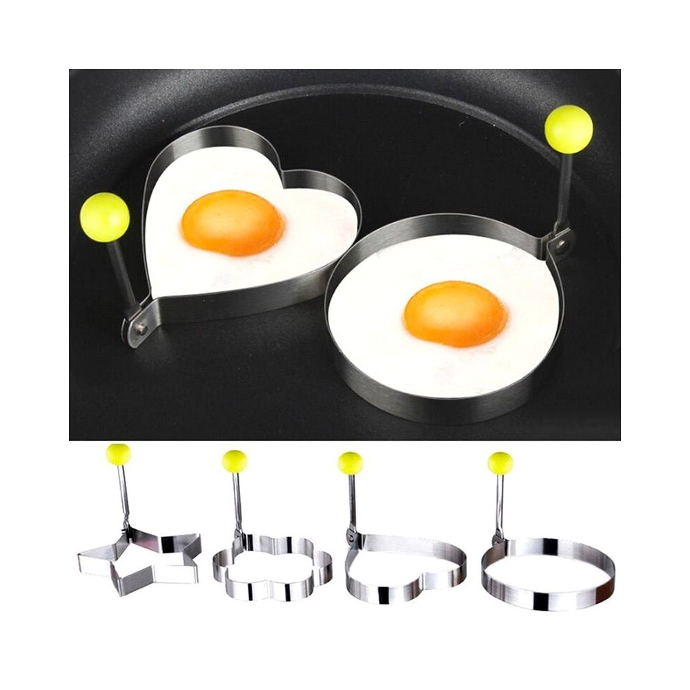 4706 Set de 4 moules à œufs au plat pour poêle en acier inox 9 x 9 x 1,4 cm