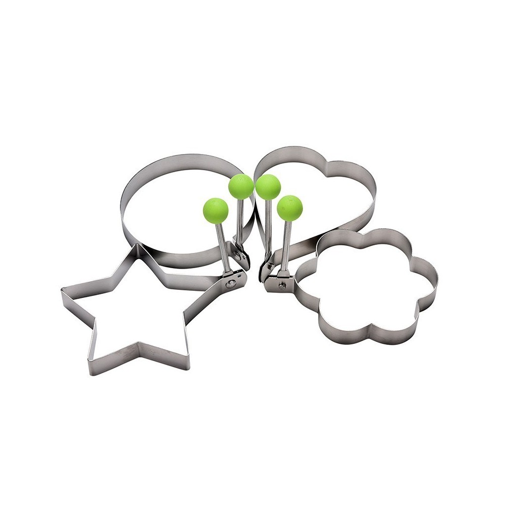 4706 Set de 4 moules à œufs au plat pour poêle en acier inox 9 x 9 x 1,4 cm