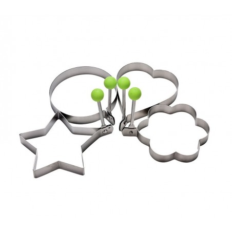 4706 Set de 4 moules à œufs au plat pour poêle en acier inox 9 x 9 x 1,4 cm