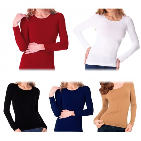 VKA20 Pack de 5 sous-pull Lisa manches longues col rond femme effet thermique VKA20 Pack de 5 sous-pull Lisa manches longues col rond femme effet thermique