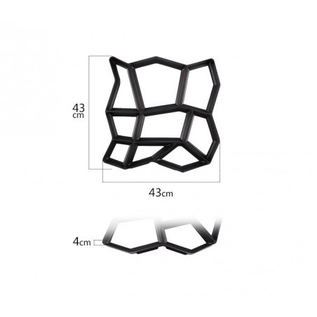 4371 Moule à pavé béton pour jardin 42,5 x 42,5 cm matrice pour béton