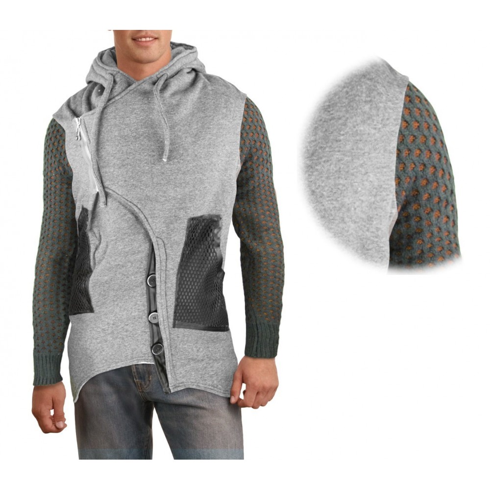 87329 Veste pour homme modèle Sedrik coupe asymétrique détails sur manches