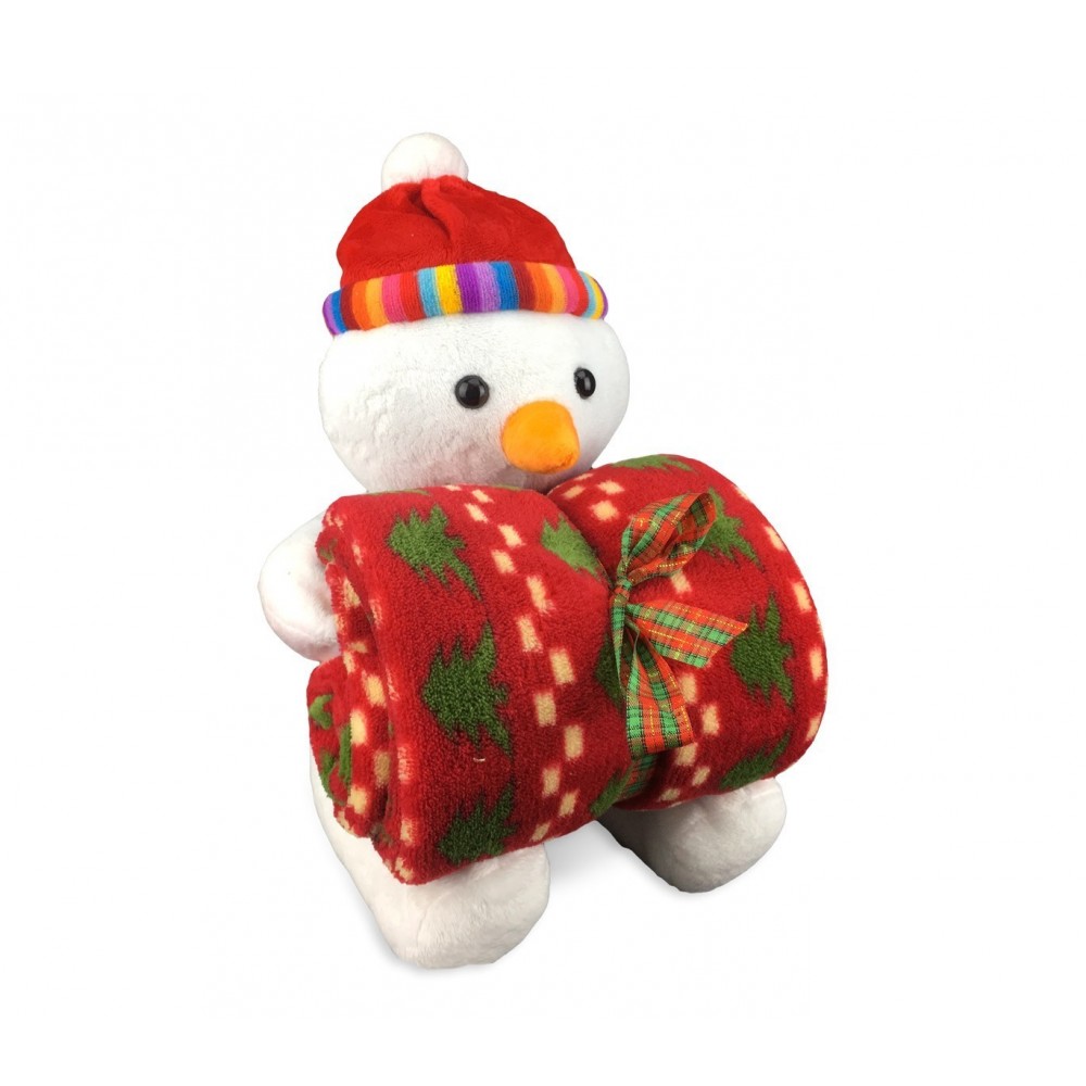 06581 Set de peluche et couverture polaire thème de Noël différents modèles 