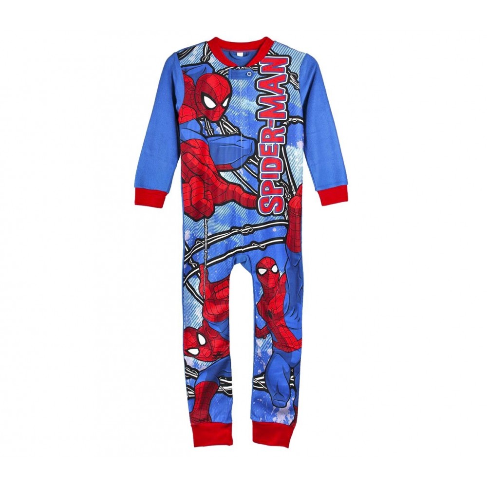 22-1729 Combinaison pyjama enfant imprimé Spiderman en polaire chaude 