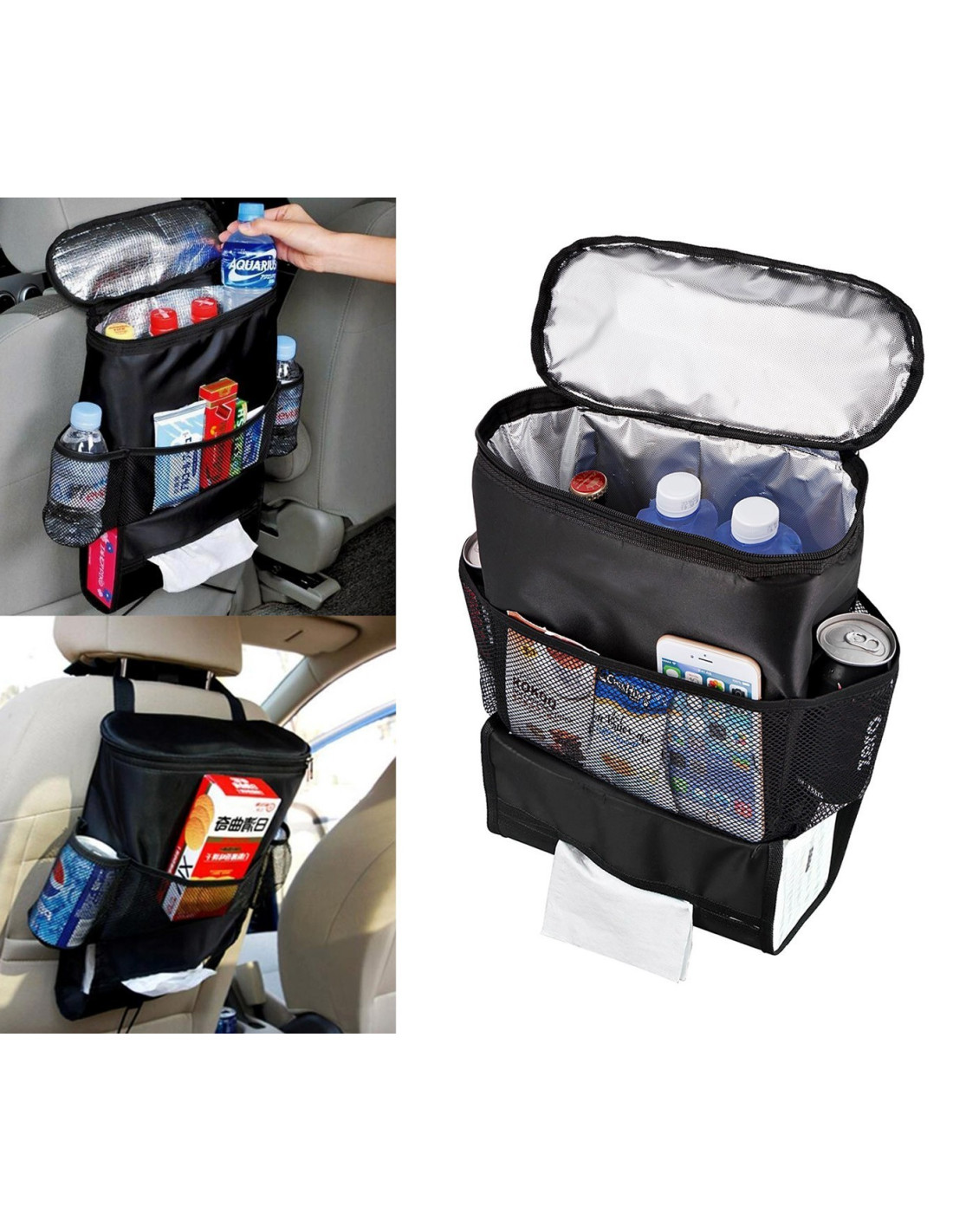 Organisateur Multi-Poches pour Siège Arrière de Voiture avec Support de  Tablette - Noir