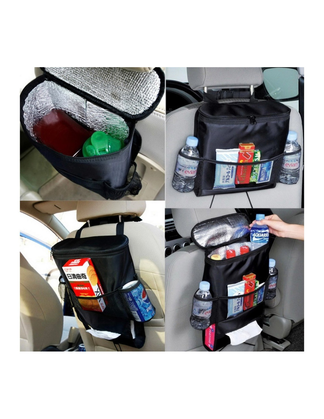  DUBENS Organiseur de siège pour voiture/Auto Organiseur pour  dossier voyage multi-poches Sac de rangement/ support arrière boissons  Cooler/ isotherme Wrap Bouteille Sac (Heat-preservation)