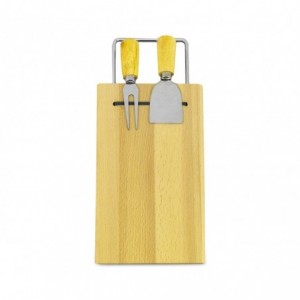 689378 Plateau à fromage en bois du bouleau avec fourchette et pelle 33 x 15 cm 2