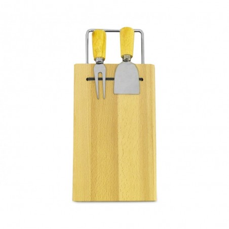 689378 Plateau à fromage en bois du bouleau avec fourchette et pelle 33 x 15 cm