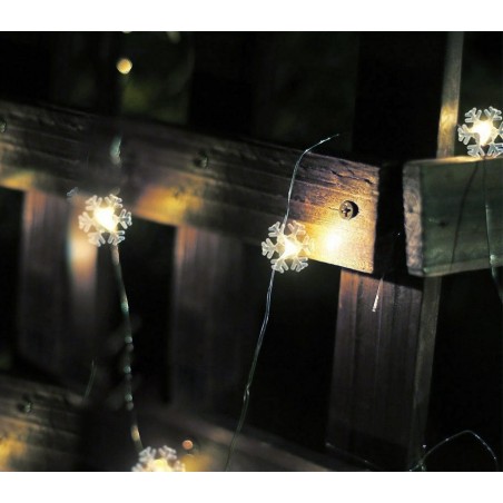 561086 Guirlande lumineuse intérieur de Noël 50 LED forme flocon de neige à pile