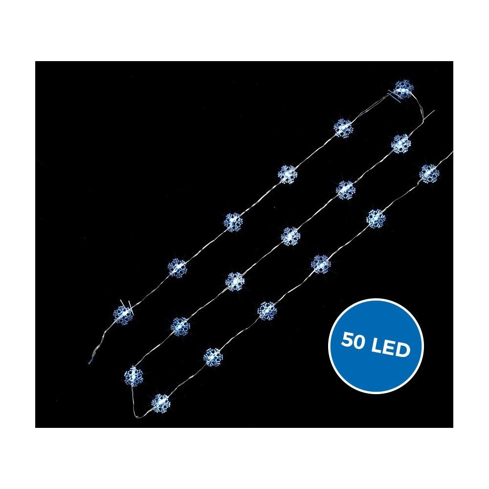 561086 Guirlande lumineuse intérieur de Noël 50 LED forme flocon de neige à pile