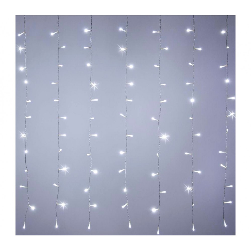 561075A Rideau lumineux de Noël 200 led 2 x 1,5  m lumière froide 8 effets