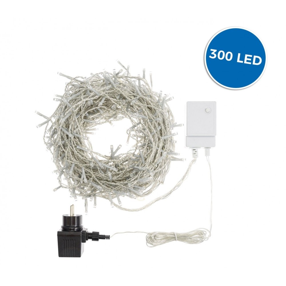 561076A Rideau lumineux de Noël 300 led 3 x 1 m lumière froide 8 effets