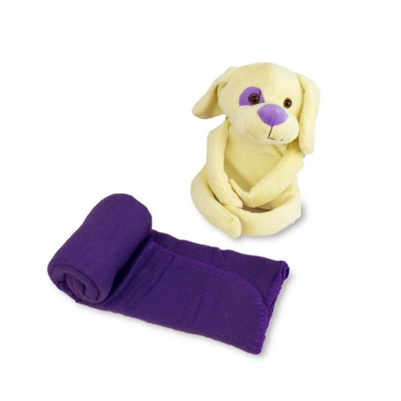 184639 Set de peluche et couverture polaire DOLLYSSIMI chien câlin 100 x 75 cm
