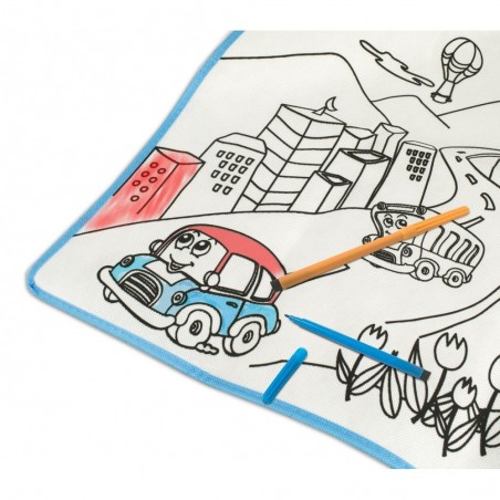 121768 Tapis magique LA VILLE lavable 50 x 50 cm pour colorier avec feutres