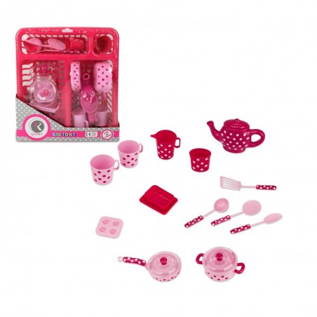 371534 Set de 13 accessoires de cuisine enfant égouttoir vaisselle et casseroles