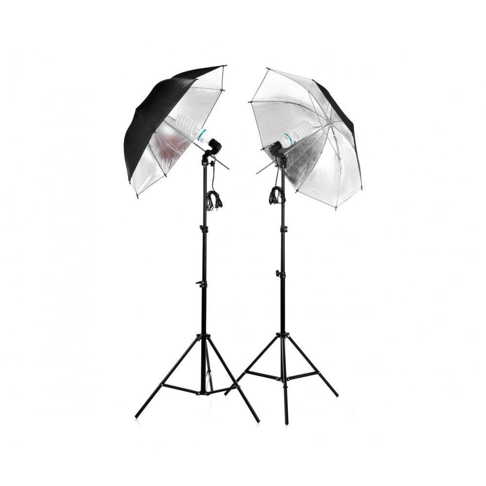 4493 Kit d’éclairage studio 2 parapluie lumineux 85 cm avec ampoules de 135 w