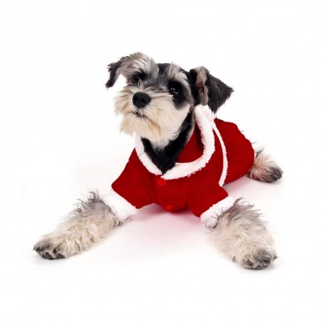 107443 Déguisement PERE NOËL avec capuche pour chiens de petite/moyenne taille